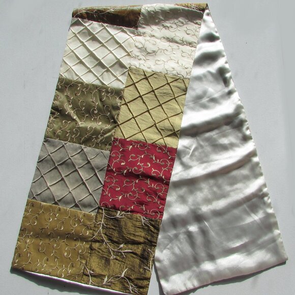 Satin Embroidered Patchwork Scarf - Picture 9 of 13